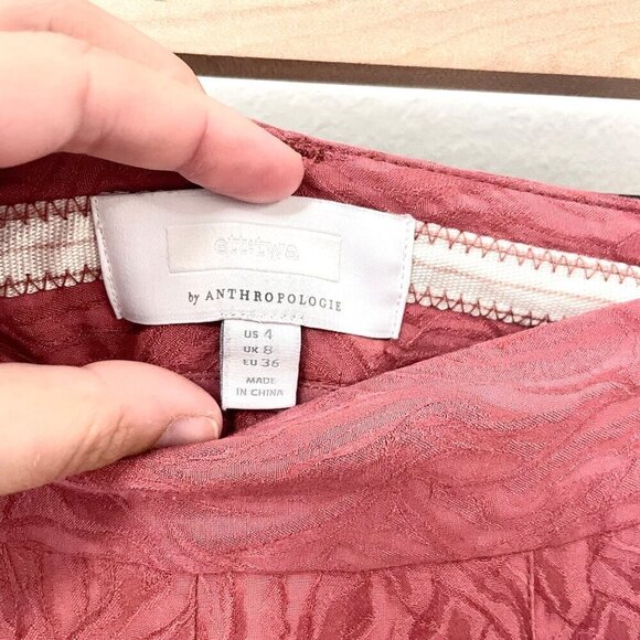 Anthropologie Ett:twa Aubade Tie Waist Pink Floral Crop Pants Size 4 - Picture 3 of 7